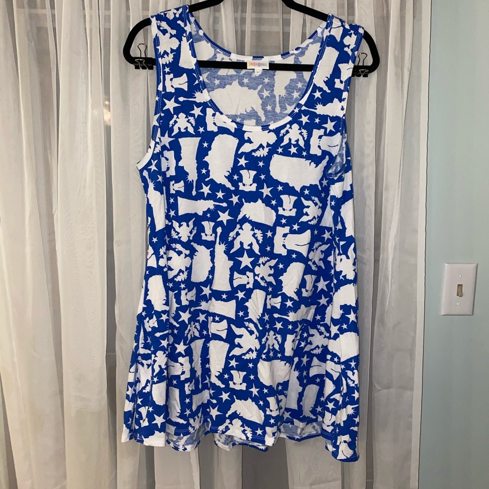 🇺🇸 Lularoe Perfect Tank blue w American symbols